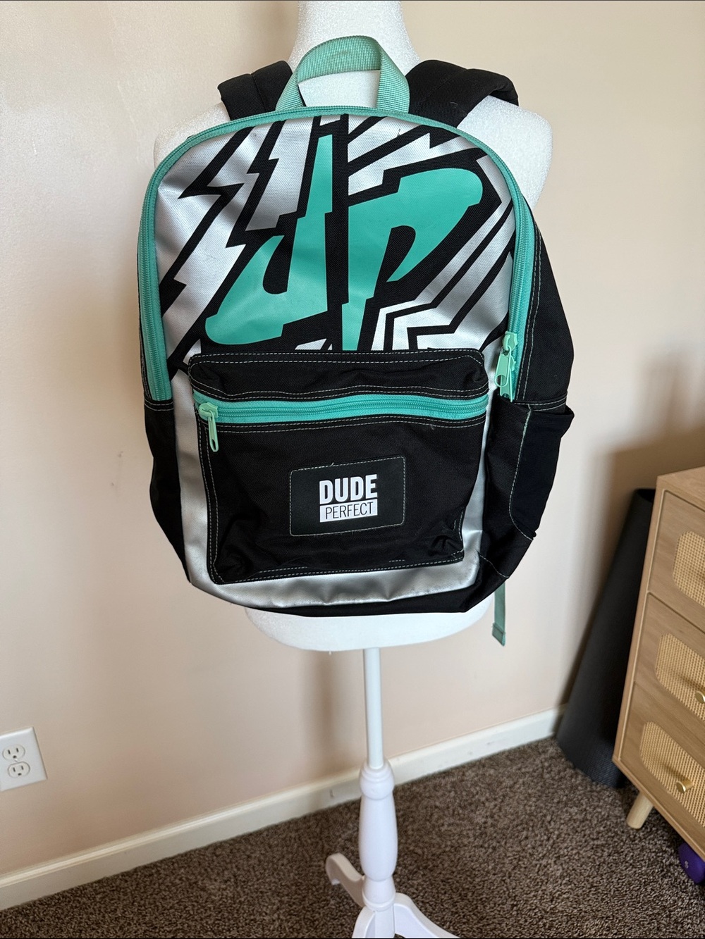 Dude Perfect Kids Backpack – Black, Silver & Teal